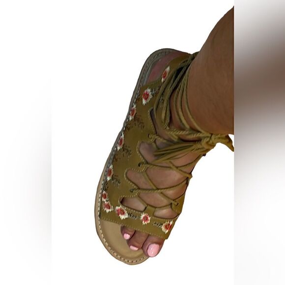 Fisherman Sandals, Flowers, lace up, 8 - Picture 2 of 7